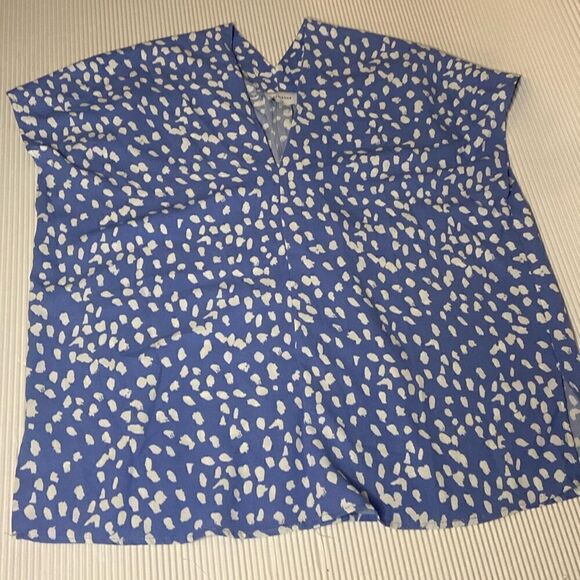 Adrienne Blue and White Oversized Top Size Small - Picture 1 of 5